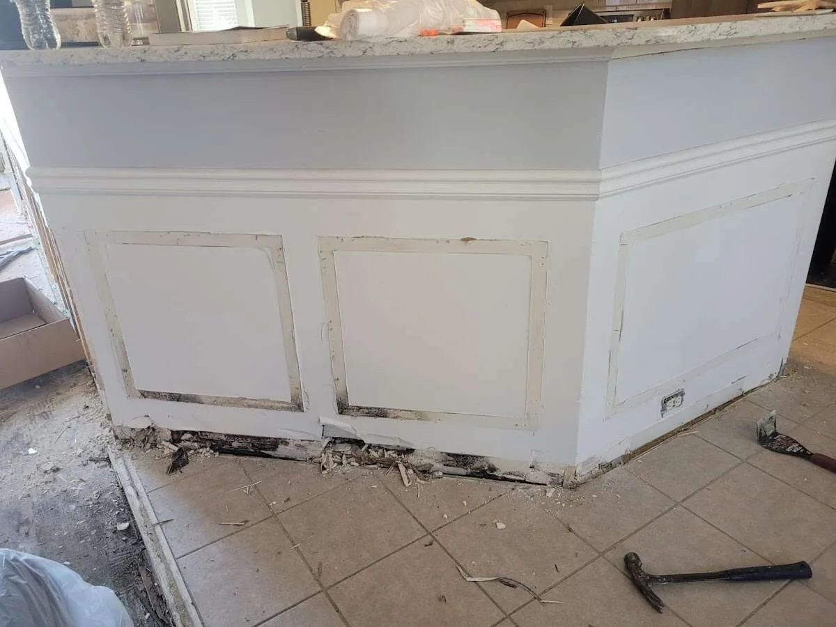 Water damage and mold on kitchen during Storm Damage Restoration in Monterey